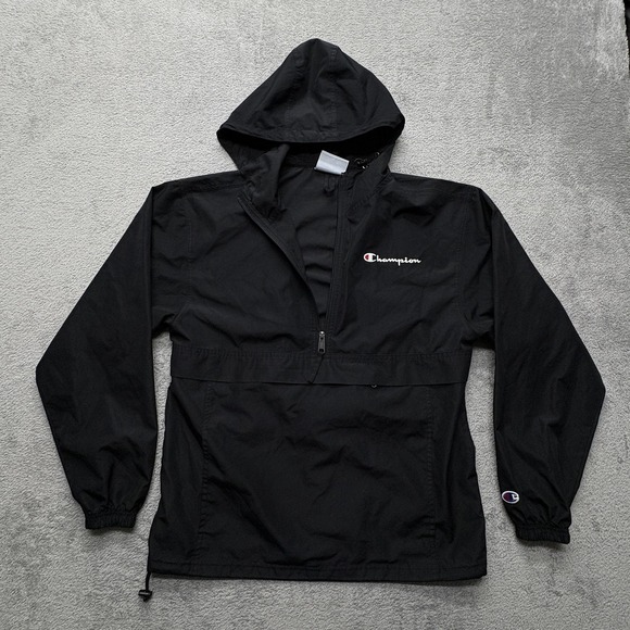 Champion Pullover Jacket Mens Small Hooded Windbreaker Half Zip Lightweight - Picture 1 of 6